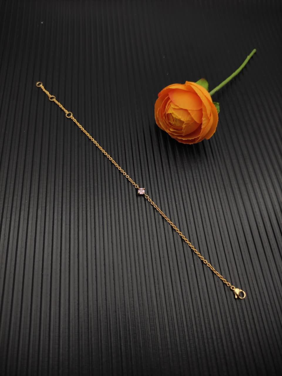 David Yurman Delicate Gold Bracelet with Pink Gemstone